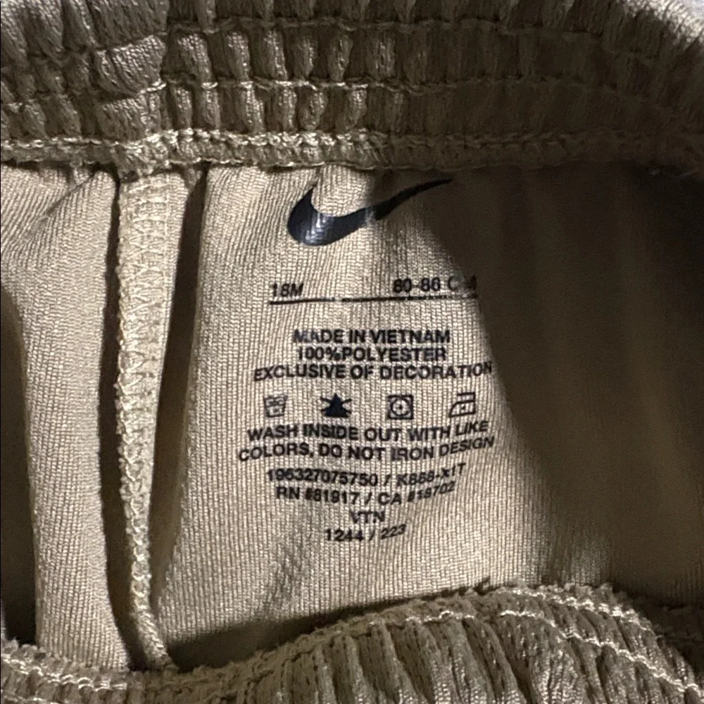 Nike Yellow Tee with Multicolor Swoosh and Matching Tan Shorts size 18m. - Picture 3 of 8